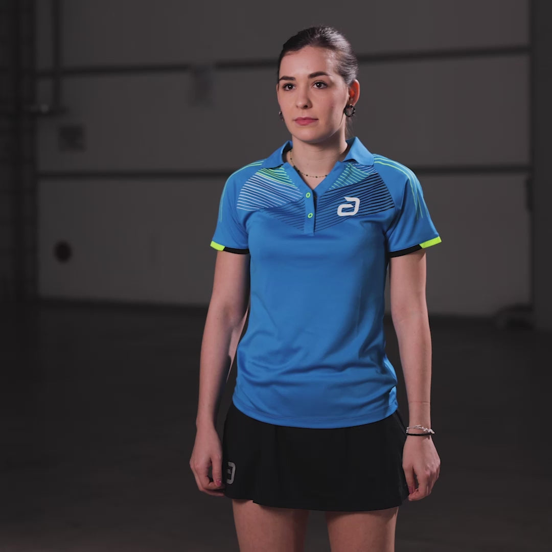 Charger la vidéo : Andro Shirt Avos Women, bleu/jaune